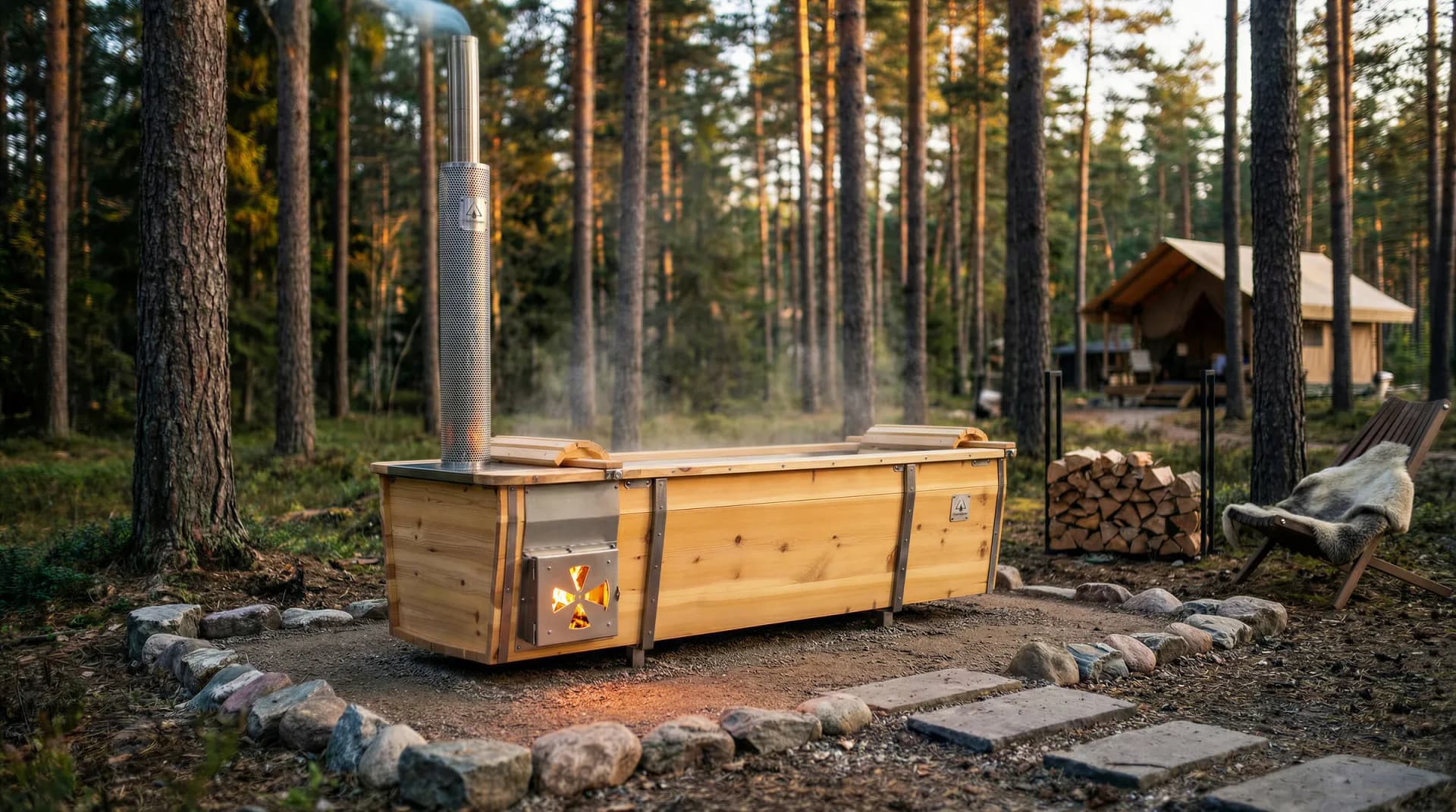 Feuerwasser Outdoor-Badewanne im Wald